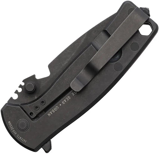 DPx Gear HEST Urban Framelock Black Red - M390 Drop Point Blade, Black Stonewash Titanium Handle, Bottle Opener by DPx Gear