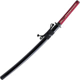 Dragon King Sakura Katana 27.25 5160 Carbon Steel Blade Differential Tempered Red Cord Handle Blossom For Collectors by Dragon King