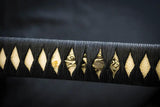 Dragon King Pine Crane Katana 28In T10 Blade Bronzed Tsuba And Rayskin Handle Leather Scabbard For Collectors by Dragon King