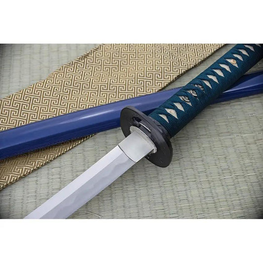 Dragon King War Horse Katana SR35350 Premium True Clay Tempering Satin Blade Rayskin Handle Blue Cord Wrap Collectors by Dragon King
