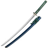 Dragon King Taikyu Katana 27.5In Blade T10 9260 Folded Steel Teal Cord Handle Black Wood Scabbard Ideal For Collectors by Dragon King