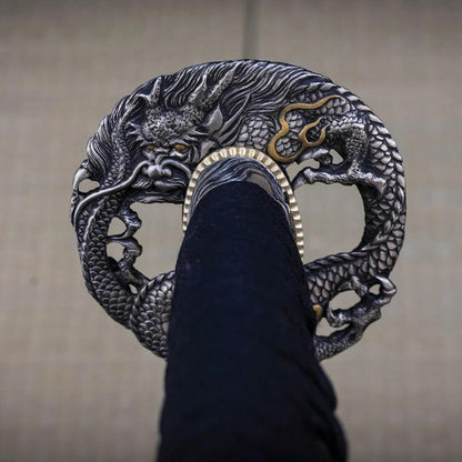 Dragon King Ryujin Katana 40th Anniversary Limited Edition T10 Blade 27.5in Black Silver Motif Collectors by Dragon King