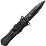 Dark Side Silver Skull Linerlock DS-A014BK - Black Finish Blade With Silver Skull Artwork And Extended Tang by Dark Side