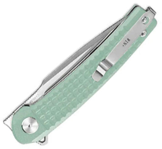 Dreamtech Linerlock Knife Jade G10 - Satin D2 Blade, 3.13in, 4.25in Closed, Extended Tang, Pocket Clip by Dreamtech
