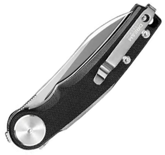 Dreamtech Linerlock G10 Black D3618GB - 3.25 Inch Satin D2 Blade Extended Tang Lanyard Hole Pocket Clip by Dreamtech