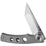 Dreamtech Button Lock Titanium D3915TG - Satin M390 Tanto Blade With Gray Textured Titanium Handle And Pocket Clip by Dreamtech