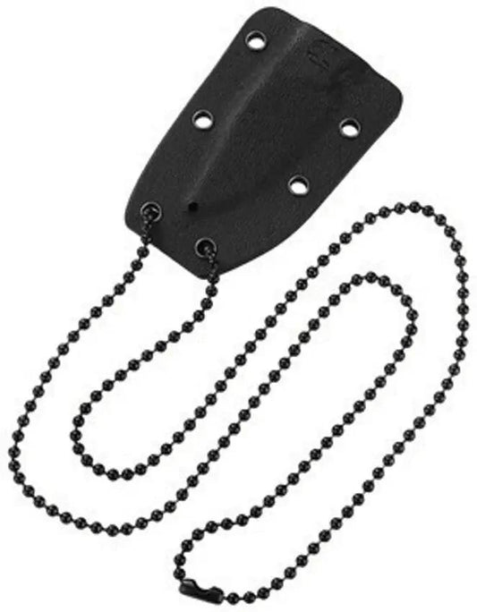Dreamtech Neck Knife CP BSW D4039B - 5 Inch Overall D2 Clip Point Blade Skeletonized Handle Black Kydex Sheath by Dreamtech