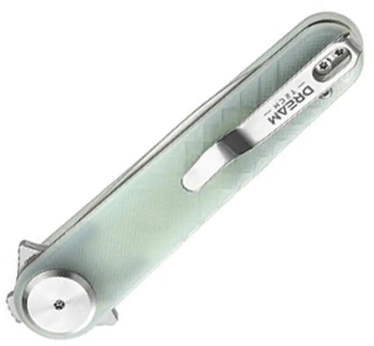 Dreamtech Button Lock Jade G10 D4052GJ - Satin Finish 14C28N Dagger Blade Jade G10 Handle Extended Tang Pocket Clip by Dreamtech