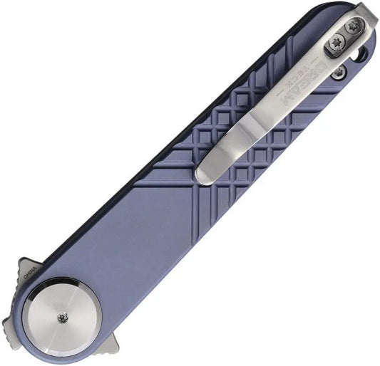 Dreamtech Button Lock Blue Ti D4052TBL - Textured Titanium Handle With Extended Tang And Pocket Clip by Dreamtech