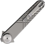 Dreamtech Button Lock Gray Ti Dagger - 3.25 Inch 14C28N Sandvik Stainless Blade Extended Tang Pocket Clip by Dreamtech
