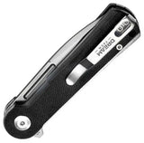 Dreamtech Button Lock G10 Black D4134GB - Compact 3 Inch D2 Drop Point Blade With Extended Tang And Pocket Clip by Dreamtech
