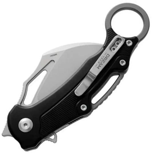 Dreamtech Button Lock Karambit Black D4221AB - Satin Finish 14C28N Sandvik Blade, G10 Handle by Dreamtech