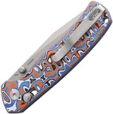 Dreamtech Axis Lock Blue Orange Micarta D4508MBO - Bead Blast 14C28N Stainless Tanto by Dreamtech