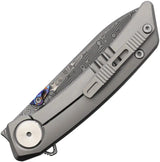 Dreamtech Framelock Damascus Ti/CF D9610TCD - 3.25in Damascus Blade, Gray Titanium Handle With Carbon Fiber Inlay by Dreamtech