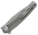 Dreamtech Framelock Gray Ti D9613TG - Bohler M390 Blade, Gray Frag Pattern Titanium Handle, Extended Tang by Dreamtech