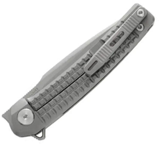 Dreamtech Framelock Gray Ti D9613TG - Bohler M390 Blade, Gray Frag Pattern Titanium Handle, Extended Tang by Dreamtech