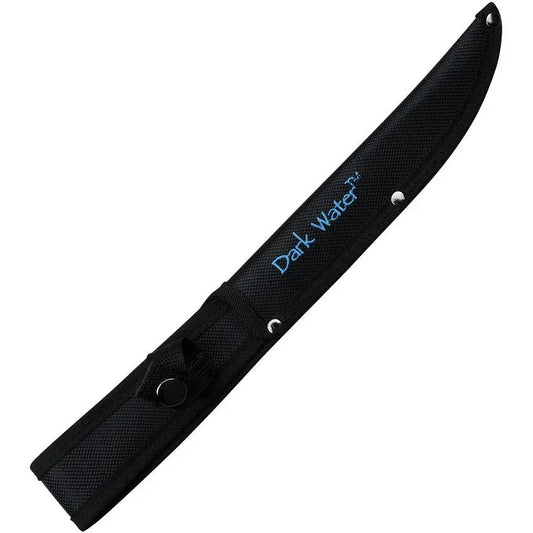 Dark Water Fixed Blade Knife - 8 Inch 5Cr15MoV Fillet Blade With Blue And Gray Rubber Handle And Nylon Sheath by Dark Water