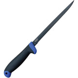 Dark Water Fixed Blade Knife - 8 Inch 5Cr15MoV Fillet Blade With Blue And Gray Rubber Handle And Nylon Sheath by Dark Water