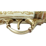 Denix French Two Barrel Flintlock Pistol - Antique Gold Finish With Imitation Ivory Grips by Denix