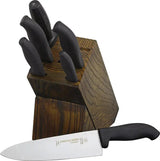 Dexter Softgrip Block Set 7Pc HSGB-3 - Satin Stainless Blades Black Handles Storage Block by Dexter