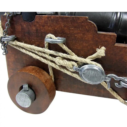Denix British Naval Cannon 22-407 - 11 Inch Replica With 2 Lb Weight Black Metal Barrel And Wooden Base On Wheels by Denix