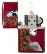 Zippo Day of the Dead Girl Lighter – Candy Apple Red by Zippo