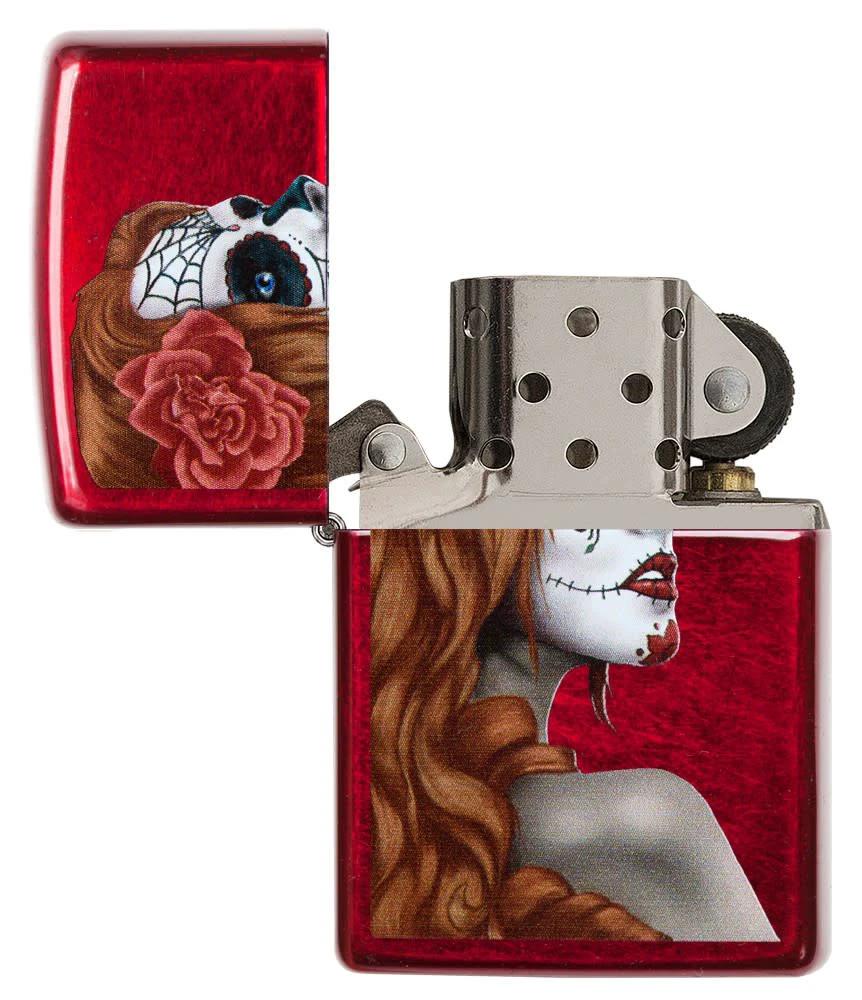 Zippo Day of the Dead Girl Lighter – Candy Apple Red by Zippo