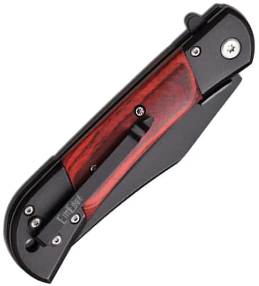 ElitEdge Linerlock Assisted Opening Black Wood Pocket Knife 3 Inch Black Stainless Clip Point Blade by ElitEdge