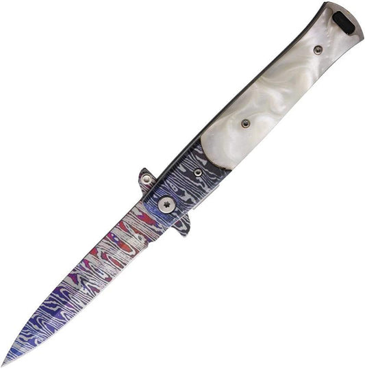 ElitEdge Damascus Etched Linerlock A/O 10-428CDMWP by ElitEdge