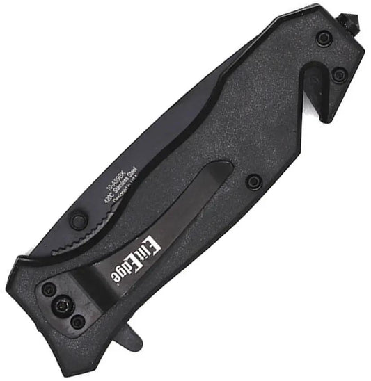 ElitEdge Rescue Linerlock 10-870BK - Assisted Opening Knife With Belt Cutter And Glass Breaker by ElitEdge