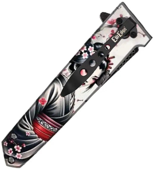ElitEdge Linerlock Maiko Assisted Opening Knife - 4.75 Inch Closed, Black 420C Stainless Tanto Blade by ElitEdge