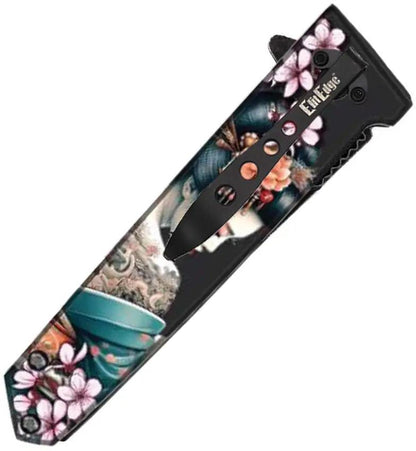 ElitEdge Linerlock Flower Maiko Knife - Assisted Opening With Maiko Flower Artwork by ElitEdge