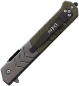 ElitEdge Linerlock AO Green G10 - Assisted Opening Knife With Glass Breaker And Titanium Coated 420C Blade by ElitEdge