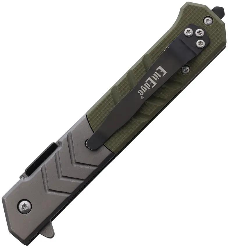 ElitEdge Linerlock AO Green G10 - Assisted Opening Knife With Glass Breaker And Titanium Coated 420C Blade by ElitEdge