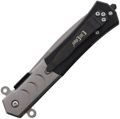 ElitEdge Linerlock Auto Black G10 10 A108BK - Assisted Opening Gray Titanium Coated 420C Blade by ElitEdge