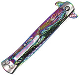 ElitEdge Stiletto Linerlock Spect 10-A112RB - Assisted Opening Spectrum Titanium Blade With Dragon Artwork by ElitEdge