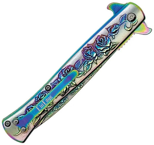 ElitEdge Stiletto Linerlock Assisted Opening Spectru 10-A119RB - Two Tone Stainless Blade With Extended Tang Clip by ElitEdge