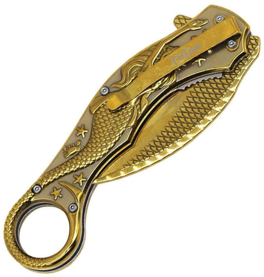 ElitEdge Mermaid Karambit Linerlock Gld 10-A120GD by ElitEdge