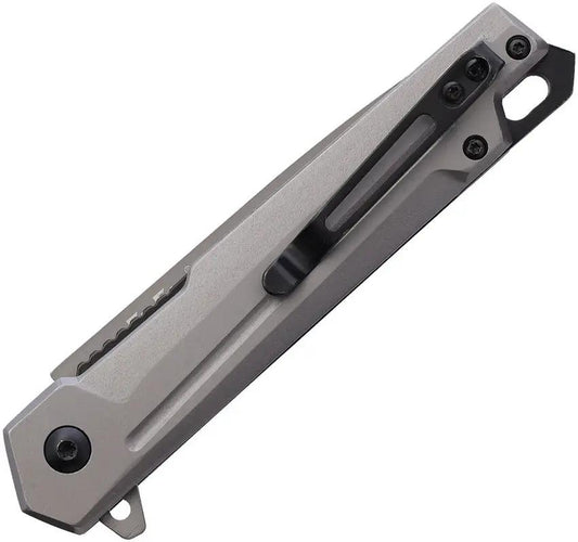 ElitEdge Linerlock - Assisted Opening Gray Stainless Steel Knife With Pocket Clip And Glass Breaker by ElitEdge
