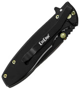 ElitEdge Linerlock - Assisted Opening Knife Black 10 A125BK With Thumb Stud Pocket Clip Gold Accents by ElitEdge