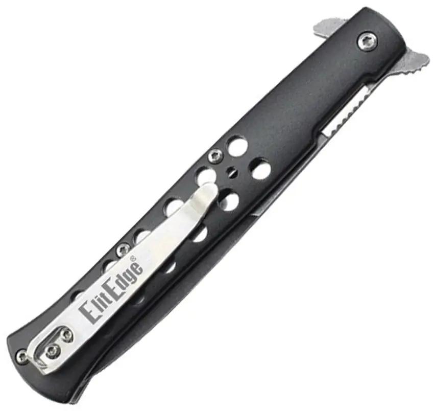 ElitEdge Linerlock Knife - Assisted Opening Black Stonewash Blade Black Aluminum Handle by ElitEdge