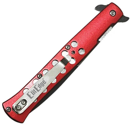 ElitEdge Linerlock AO Red - Assisted Opening Folding Knife With Red Aluminum Handle by ElitEdge