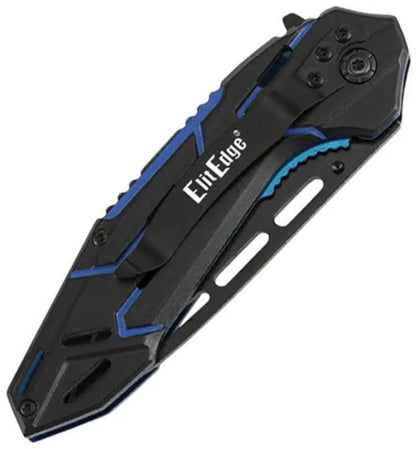 ElitEdge Linerlock A O Blue - Assisted Opening Folding Knife With Stainless Tanto Blade And Blue Aluminum Handle by ElitEdge