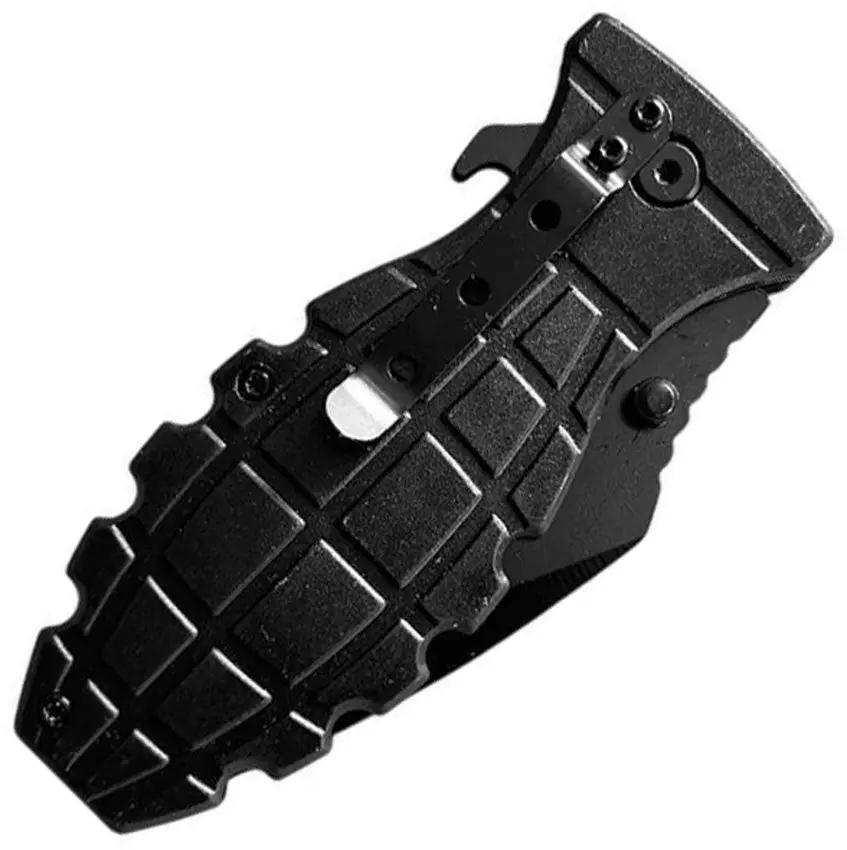 ElitEdge Grenade Linerlock A/O Black - Assisted Opening, 4in Closed, 3in Partially Serrated Blade by ElitEdge