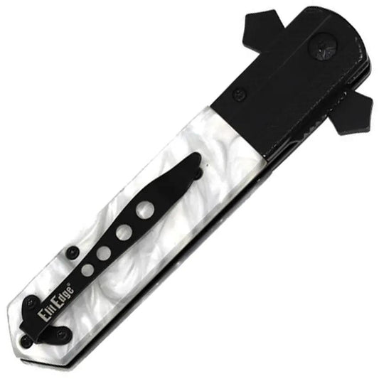 ElitEdge Knight Warrior Linerlock White - Assisted Opening, 5-In Closed, 4-In Black Blade, White Handle by ElitEdge
