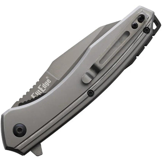 ElitEdge Linerlock Ti Gray 10A82HGY - Assisted Opening, Gray Titanium Coated Blade With 4.75in Closed Length by ElitEdge