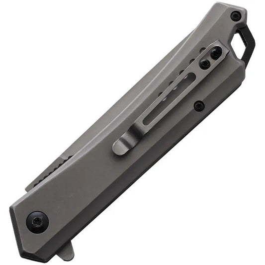 ElitEdge Linerlock A/O Ti Gray 10-A83SGY - Assisted Opening TiCN Coated Stainless Blade Gray Handle by ElitEdge