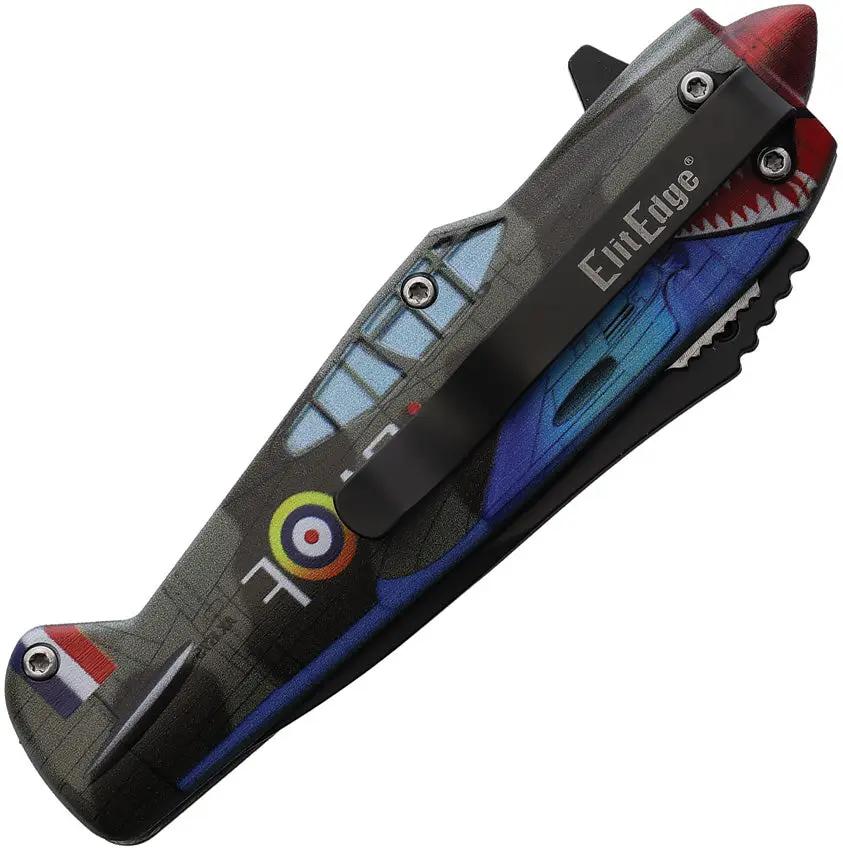 ElitEdge Fighter Plane Linerlock - Assisted Opening Tactical Knife With Black Stainless Blade by ElitEdge