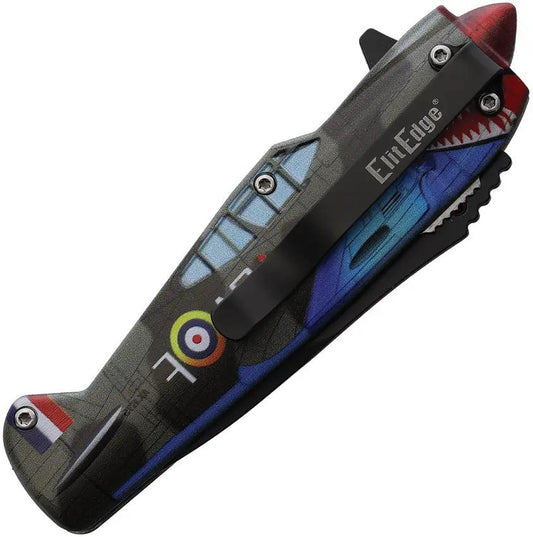 ElitEdge Fighter Plane Linerlock - Assisted Opening Tactical Knife With Black Stainless Blade by ElitEdge