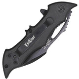 ElitEdge Black Bat Linerlock Assisted Opening Knife - 5 Inch Closed 3.75 Inch Black Stainless Blade by ElitEdge